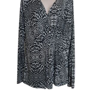 Kenneth Cole Black and White Long Sleeve Button Down Shirt